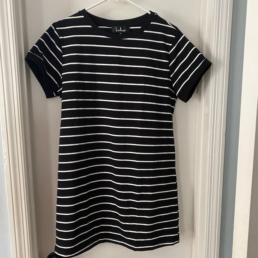 Black Striped Shirt Dress